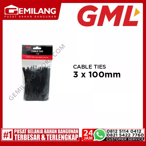 GML CABLE TIES 3 x 100mm HITAM GEMCT002A