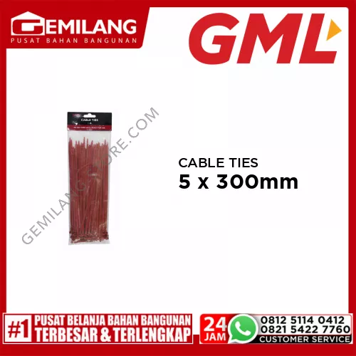 GML CABLE TIES 5 x 300mm MERAH GEMCT011