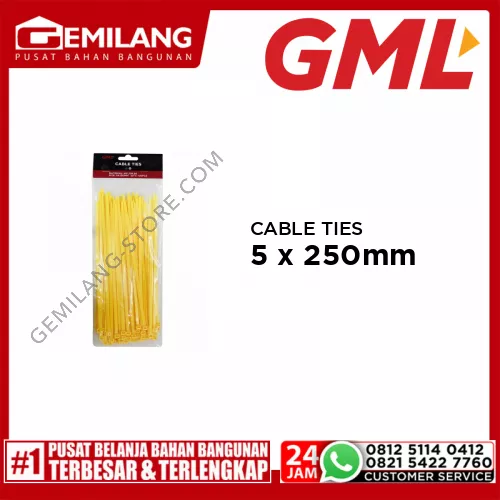 GML CABLE TIES 5 x 250mm KUNING GEMCT010B