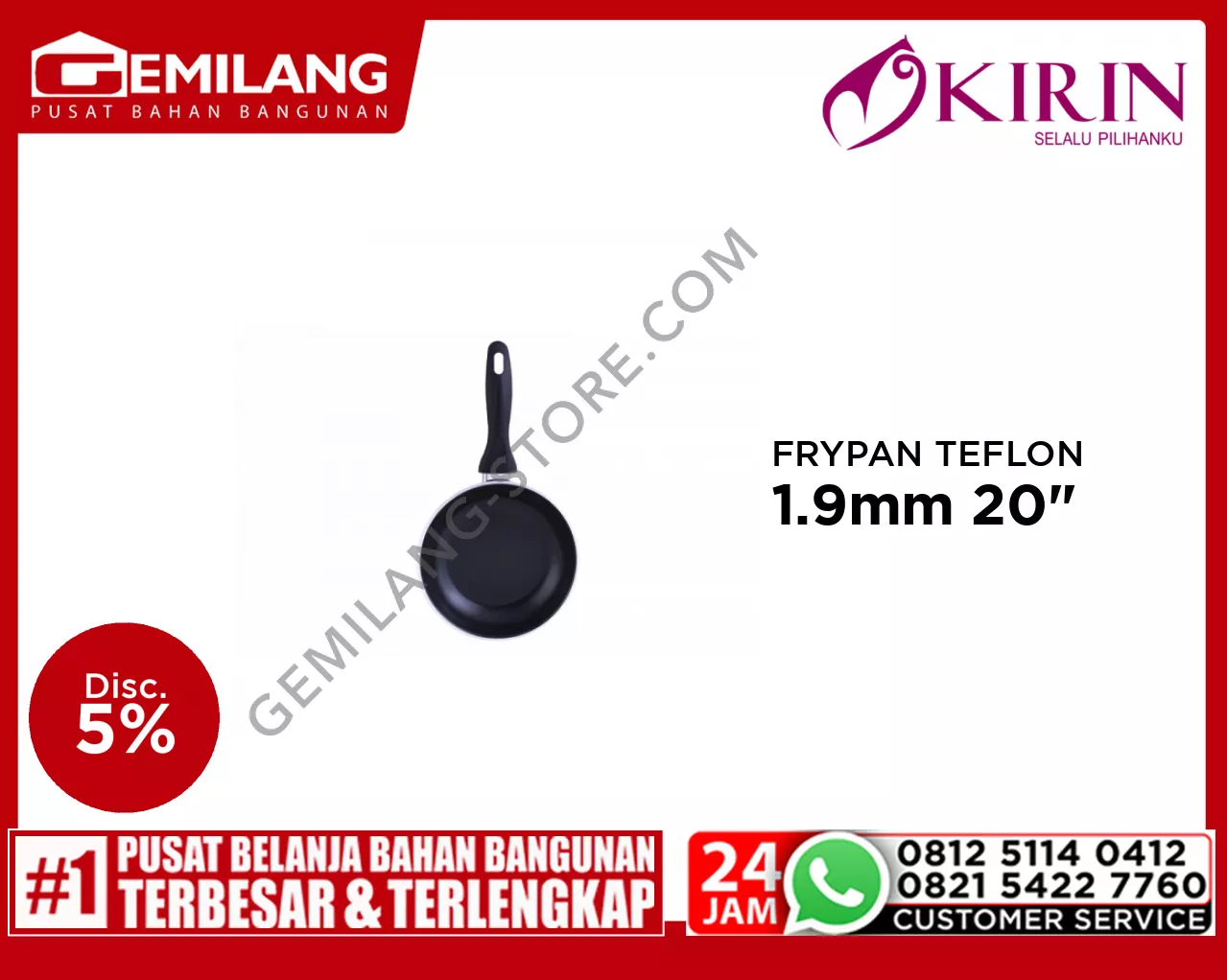 KIRIN NAFIRI FRYPAN TEFLON CLASSIC 1.9mm 20inch
