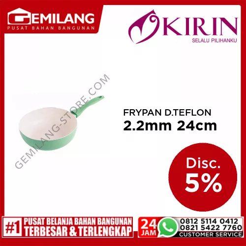 KIRIN TENUN FRYPAN DEEP TEFLON MARBLE GREEN 2.2mm 24cm