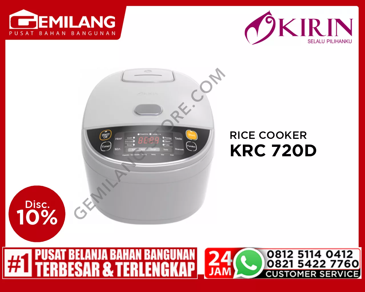 KIRIN RICE COOKER 2ltr KRC 720D