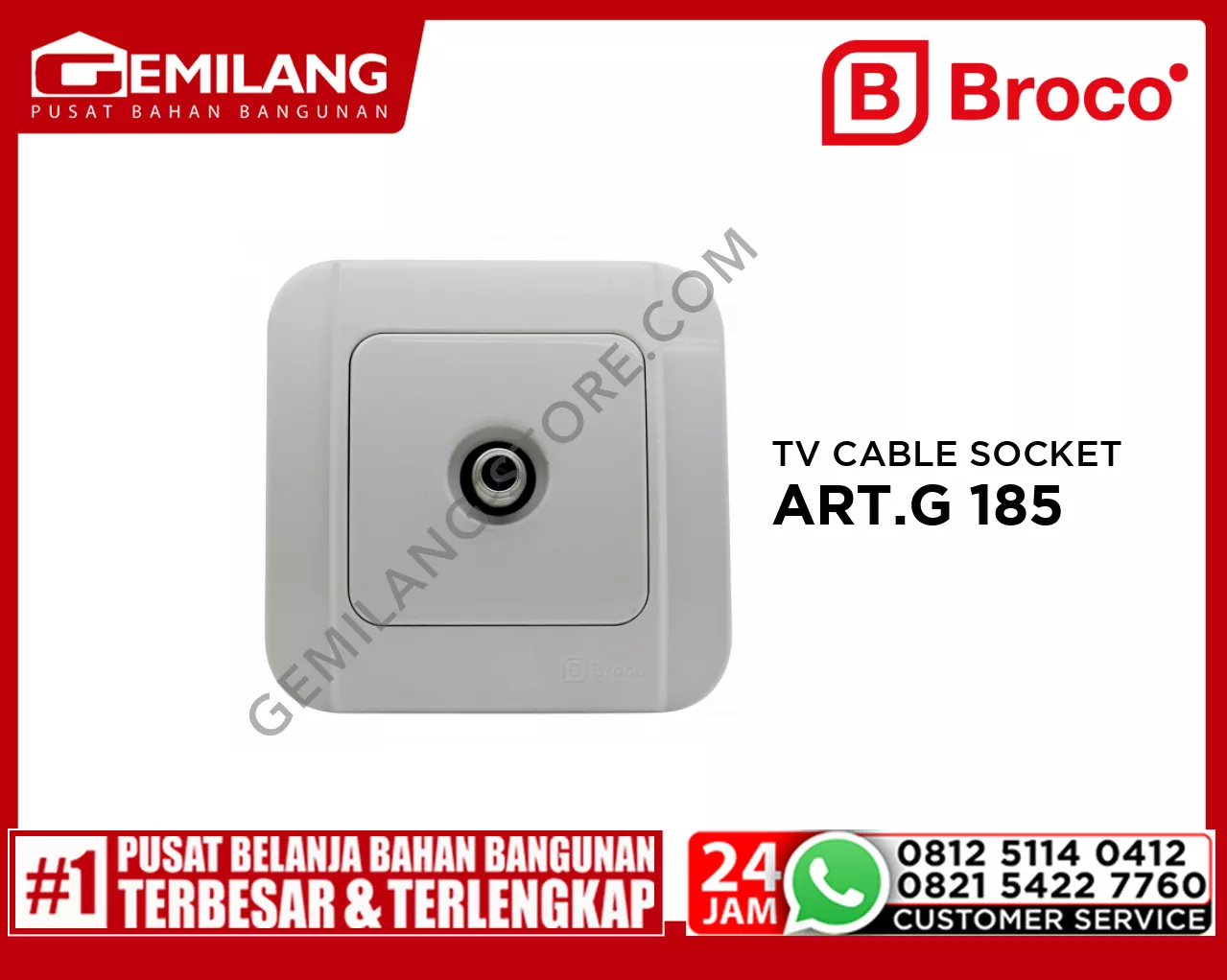 BROCO TV CABLE SOCKET F TYPE ART.G 185 SNW WHT