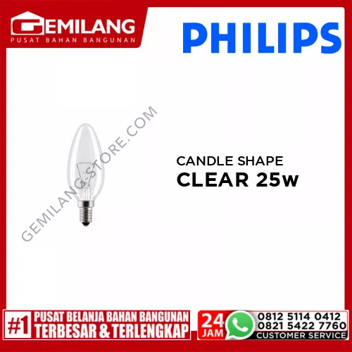PHILIPS CANDLE SHAPE CLEAR 25w