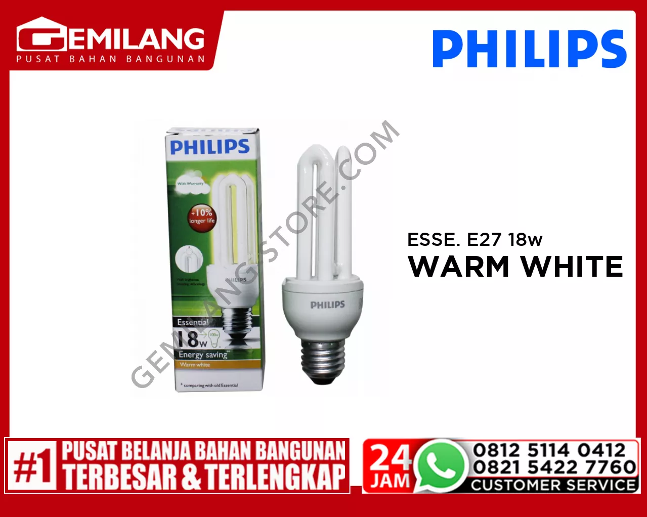 PHILIPS ESSENTIAL E27 WARM WHITE 18w