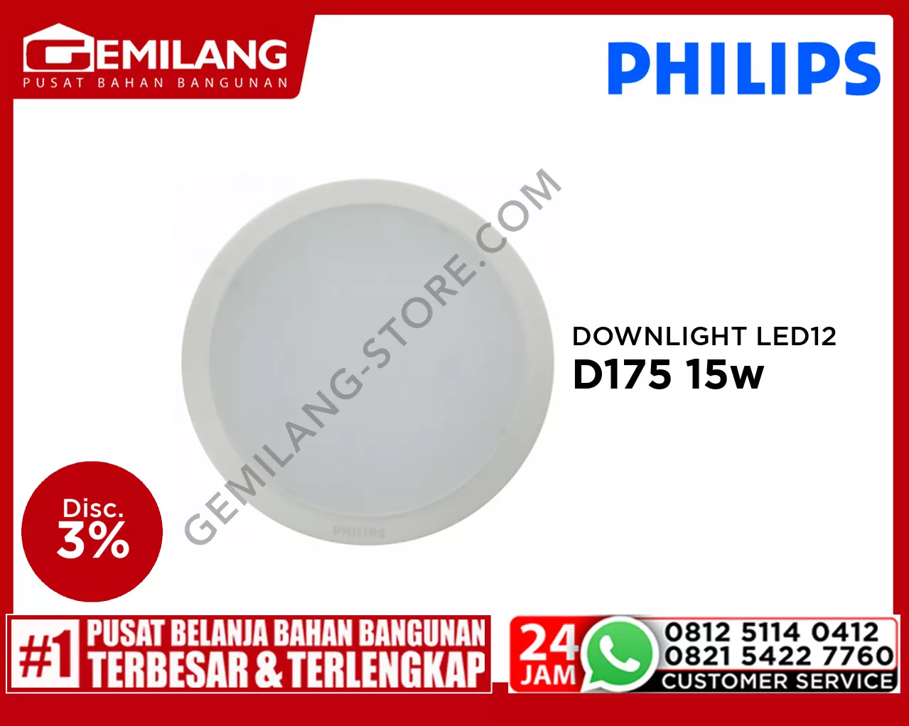 PHILIPS DOWNLIGHT DN027C LED 12 D175 1CT CW 15w