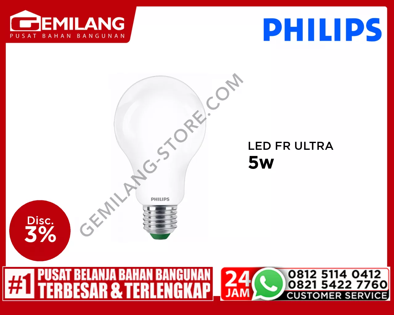PHILIPS LED FR ULTRA EFFICIENT A60 E27 2700K 5w