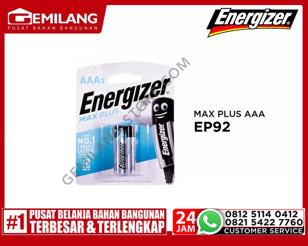 ENERGIZER MAX PLUS AAA EP92 BP2
