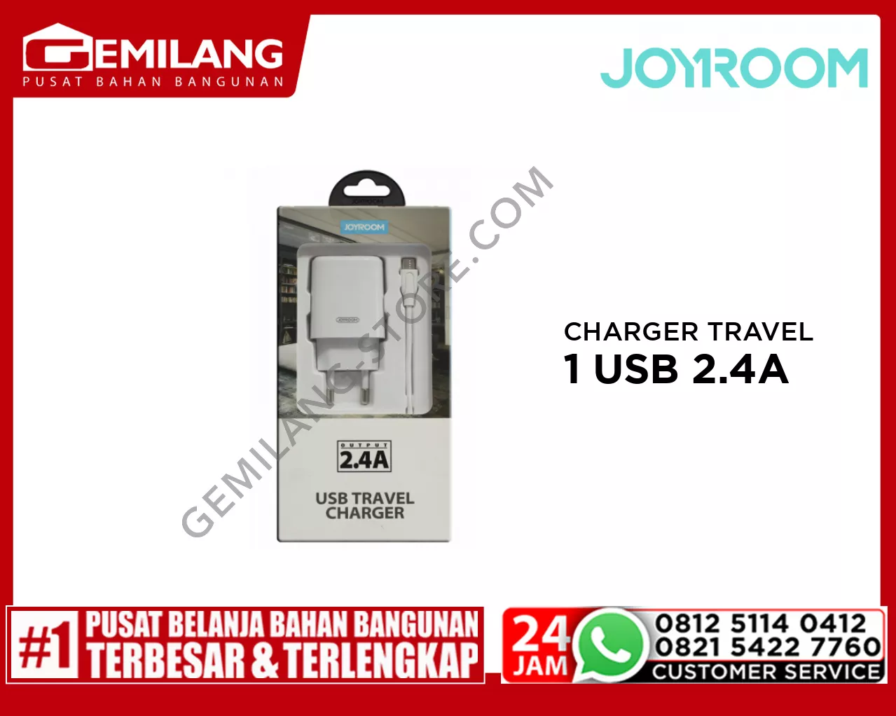 JOYROOM CHARGER TRAVEL 1 USB 2.4A L-M126 + KABEL MICRO