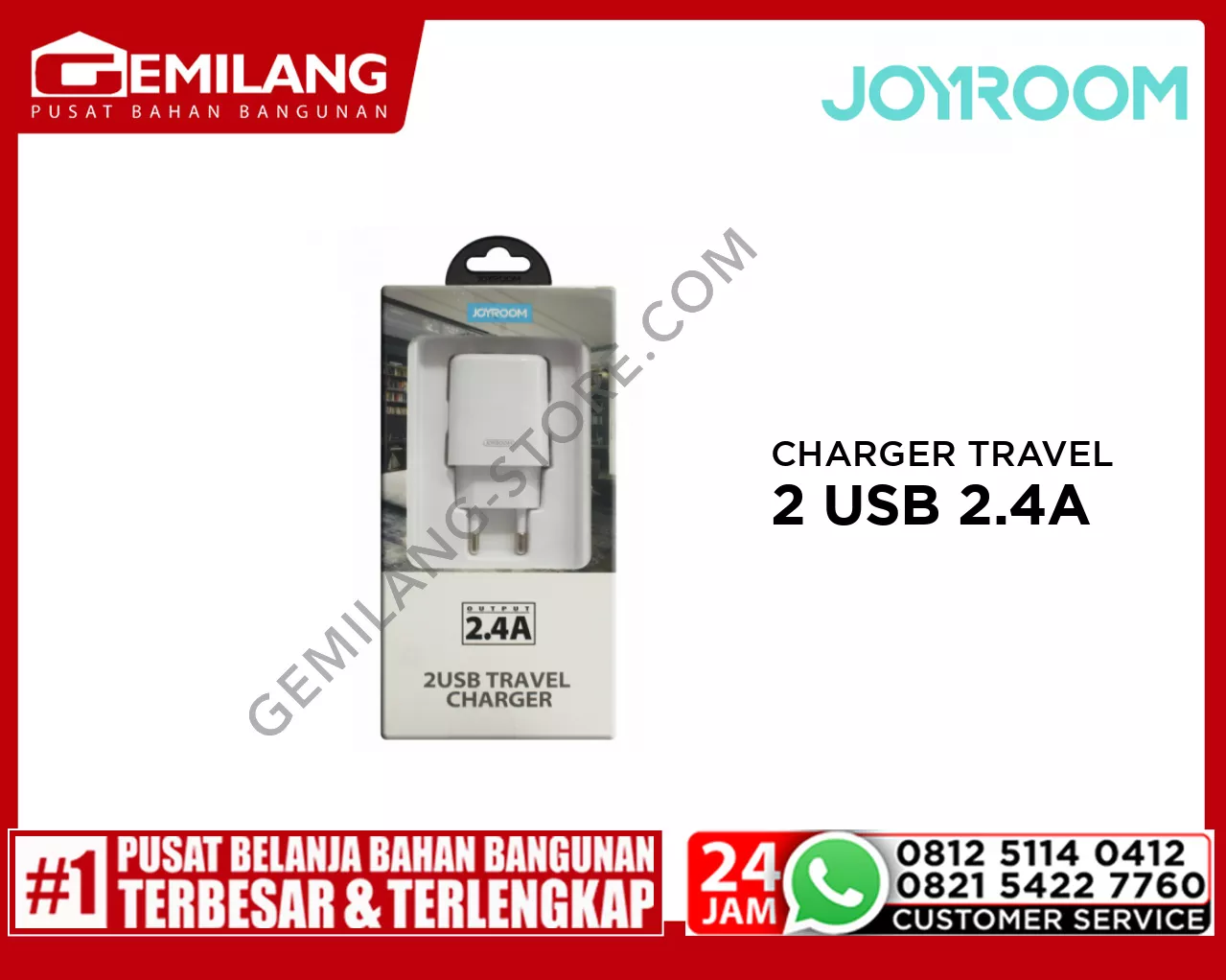 JOYROOM CHARGER TRAVEL 2 USB 2.4A L-M226