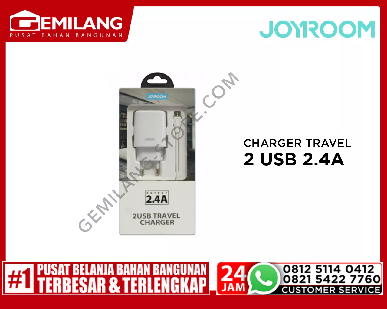 JOYROOM CHARGER TRAVEL 2 USB 2.4A L-M226 + KABEL MICRO