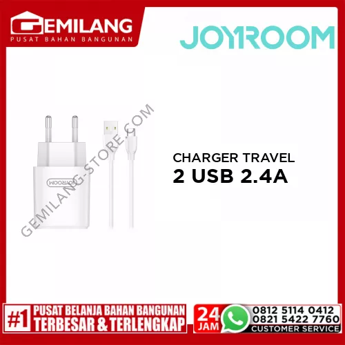 JOYROOM CHARGER TRAVEL 2 USB 2.4A L-M226 + KABEL TYPE C