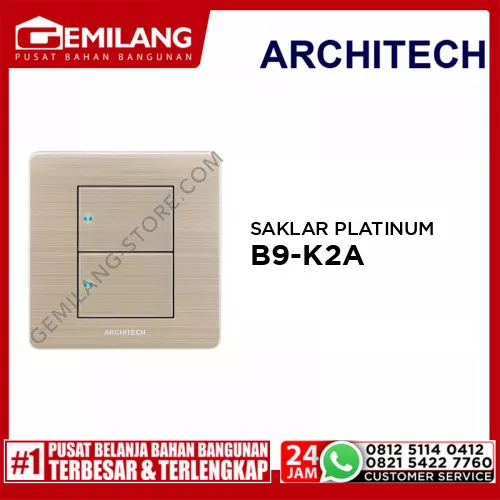 ARCHITECH SAKLAR PLATINUM B9-K2A 2 GANG 1 ARAH GD