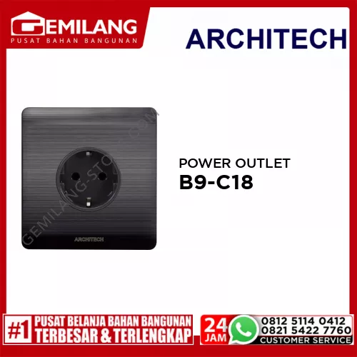 ARCHITECH POWER OUTLET PLATINUM B9-C18 16A BK