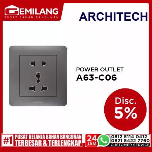 ARCHITECH POWER OUTLET INFINITY A63-C06 UNIVERSAL GY