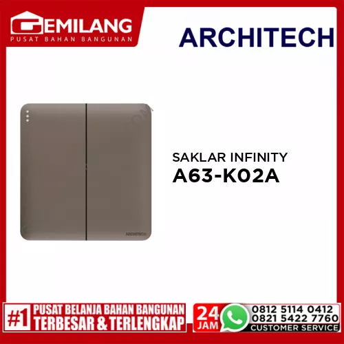 ARCHITECH SAKLAR INFINITY A63-K02A 2 GANG 1 ARAH BW