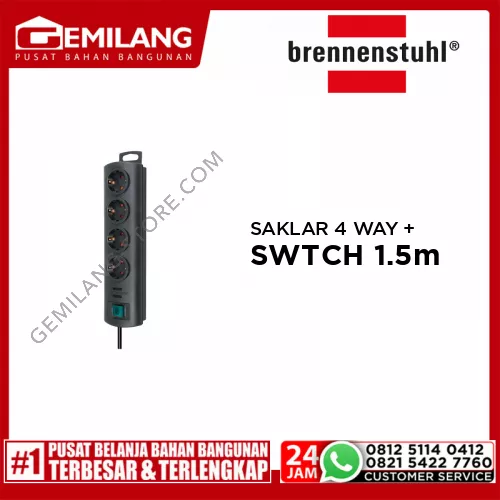 BRENNENSTUHL SAKLAR BLACK 4 WAY + SWITCH PRIMERA 1.5mtr STKA145