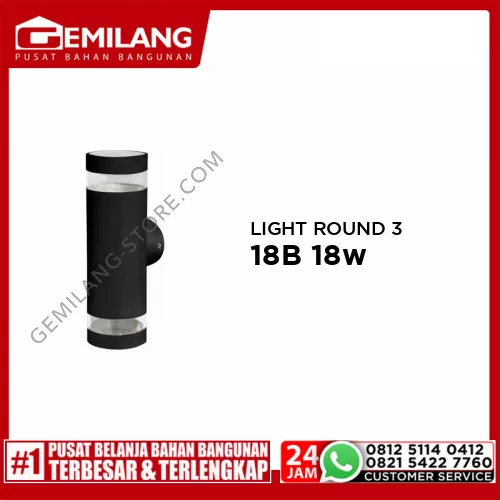 IN-LITE WALL LIGHT ROUND 3 WARNA BODY HITAM INWL320R-18B 18w