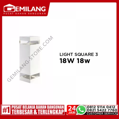 IN-LITE WALL LIGHT SQUARE 3 WARNA BODY PUTIH INWL320S-18W 18w