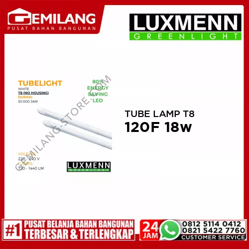 LUXMENN TUBE LAMP LUX T8 120F WHITE 18w