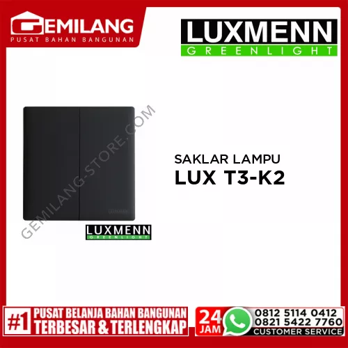 LUXMENN SAKLAR LAMPU LUX T3-K2/1 BLACK