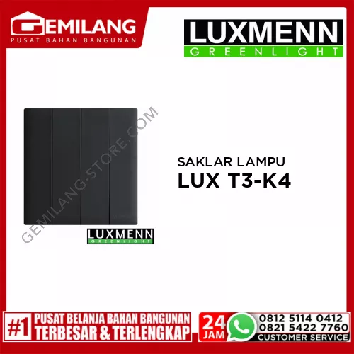 LUXMENN SAKLAR LAMPU LUX T3-K4/1 BLACK