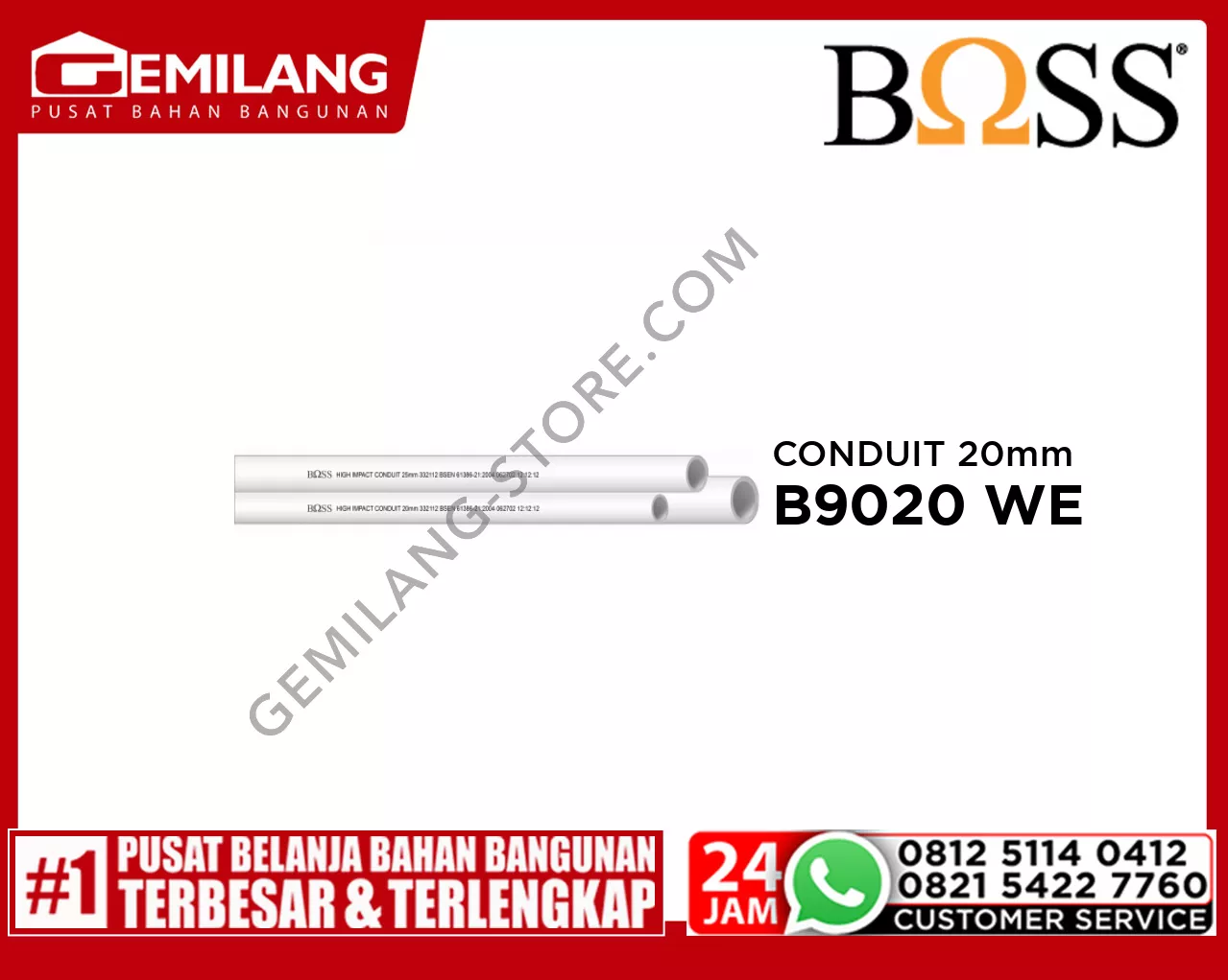 BOSS PVC CONDUIT WHITE 20mm B9020 WE