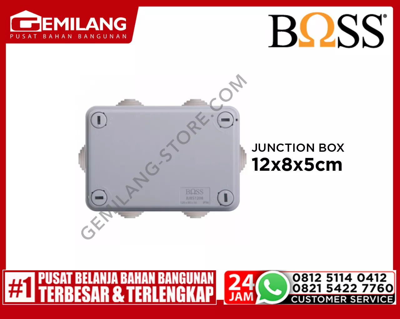 BOSS JUNCTION BOX W/CABLE SLEEVE 120 x 80 x 50 BJBS1208