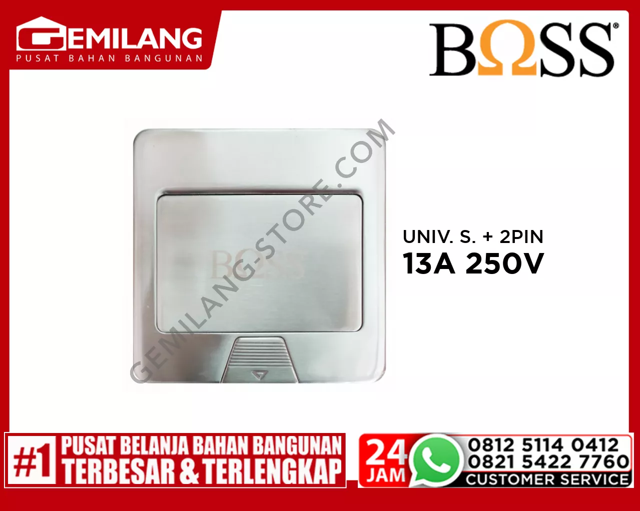 BOSS UNIVERSAL SOCKET + 2 PIN SOCKET OUTLET 13A 250V BF0426/10IS-US