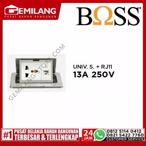 BOSS UNIVERSAL SOCKET + RJ11 CAT3 4 CONTACT TLPN OUTLET 13A 250V BF0426/10IS-RJ