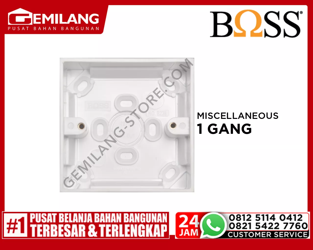 BOSS MISCELLANEOUS 1 GANG SURFACE PLASTIC BOX B238