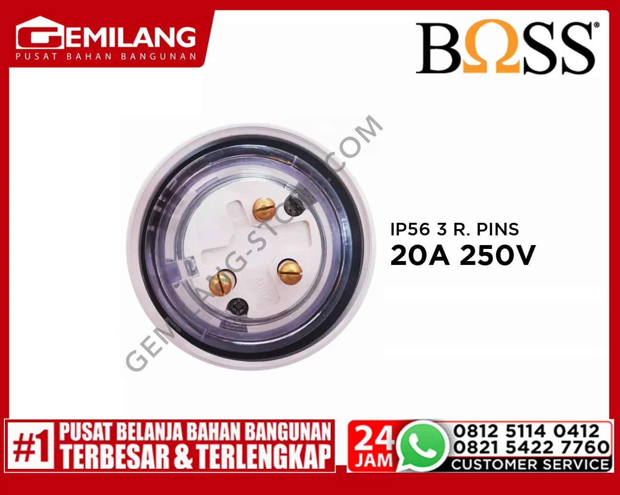 BOSS IP56 3 ROUND PINS 20A 250V B56P320