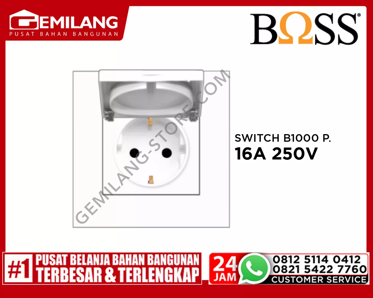 BOSS SHUCKO B1000 PURO SOCKET OUTLET W/SAFETY & COVER 16A 250V B10426/16SC
