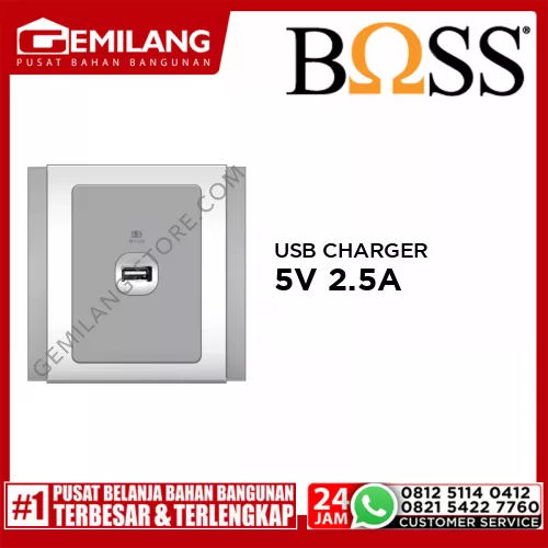 BOSS USB CHARGER B3000 LUMIO 1 GANG W/SCREW TERMINALS 5V2.5A B3031UC25 GS