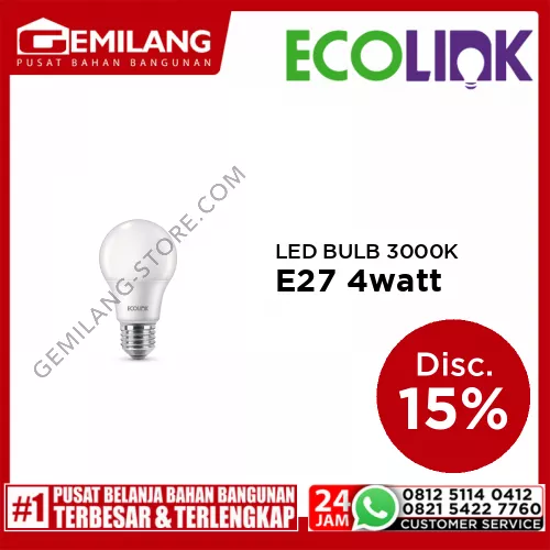 ECOLINK LED BULB P45 E27 3000K 4w
