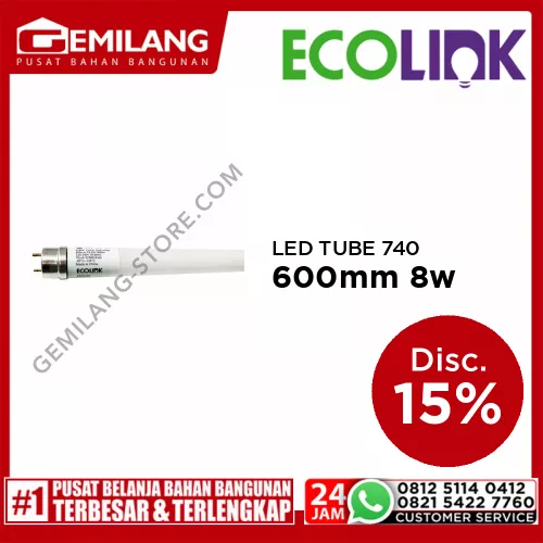 ECOLINK LED TUBE 740 T8 A P I G 600mm 8w