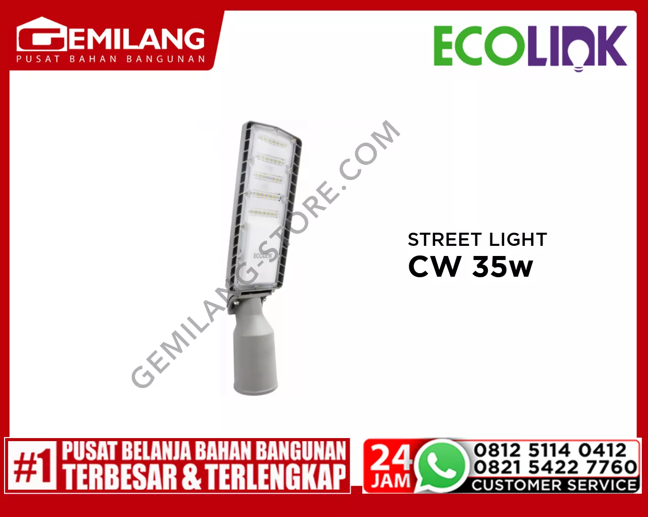ECOLINK STREET LIGHT SL007 LED18 220-240V CW 35w