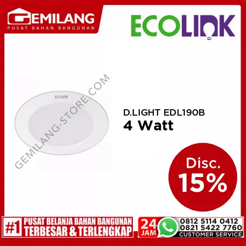 ECOLINK DOWNLIGHT EDL190B LED3 D80 865 4w