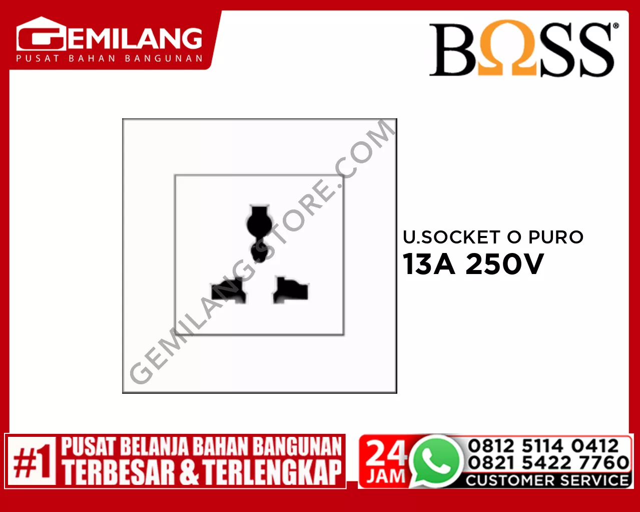 BOSS UNIVERSAL SOCKET OUTLET WITH SAFETY SHUTTER B1000 PURO 13A 250V B10413S