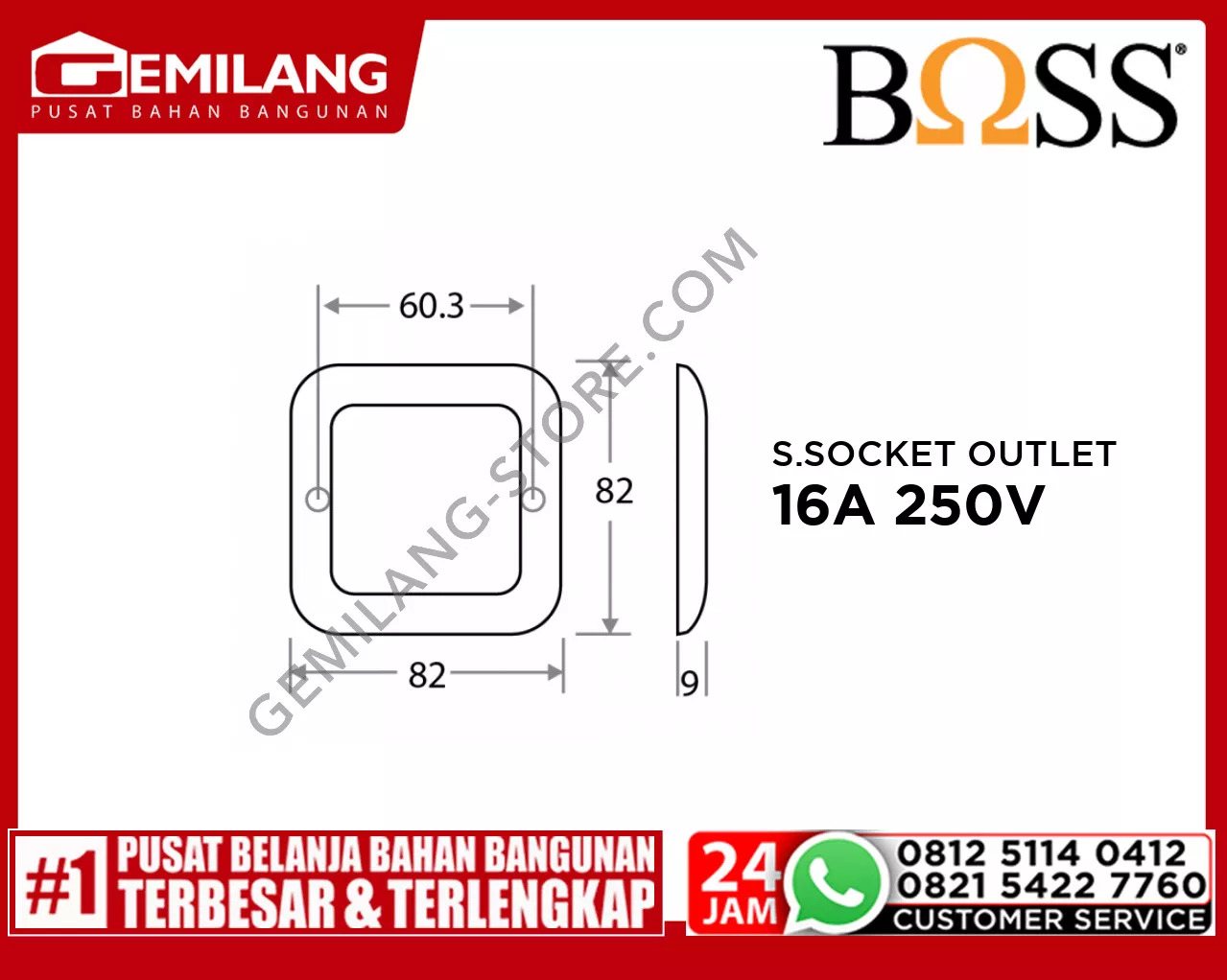 BOSS SHUKO SOCKET OUTLET WITH SAFETY SHUTTER B80 16A 250V B8426/16S