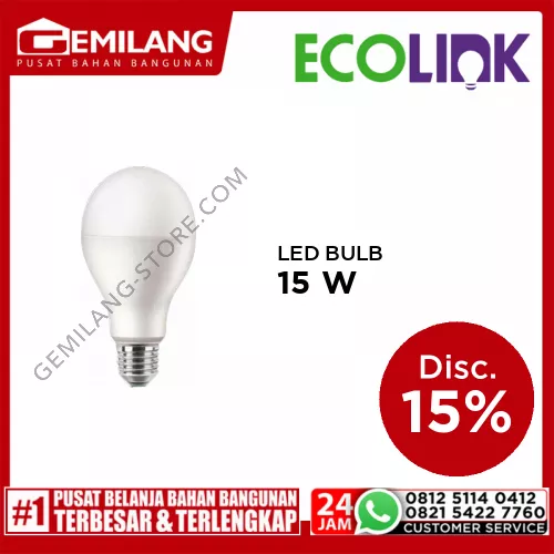 ECOLINK LED BULB A60 E27 6500K 15w