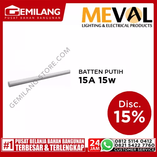 MEVAL LED T5 BATTEN PUTIH 90cm AT6-15A 15w