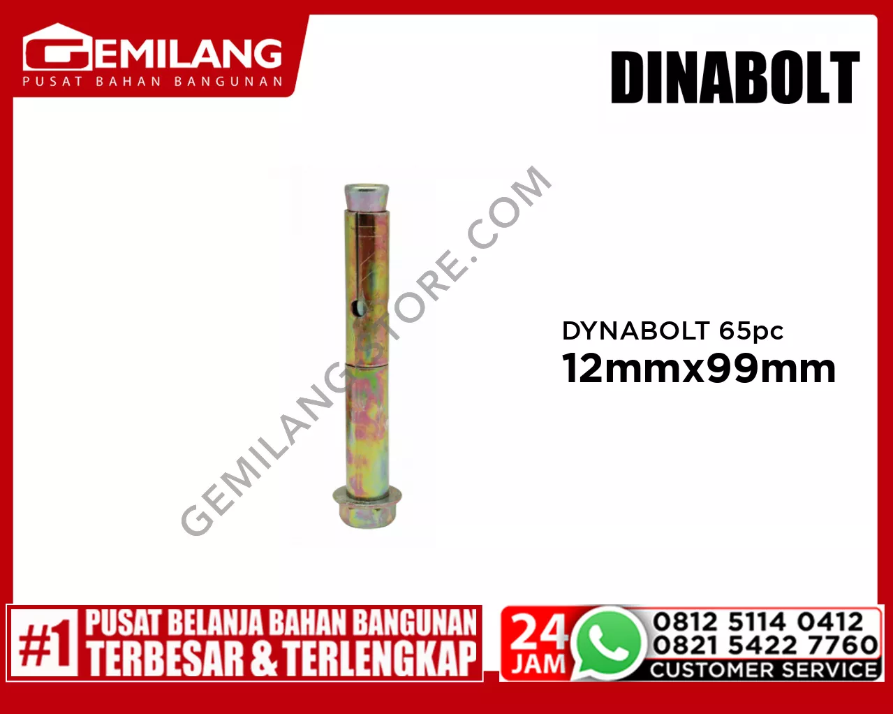 DYNABOLT 12mm x 99mm (65pc)/KOTAK