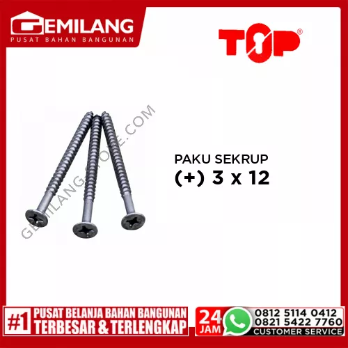 T.TOP PAKU SEKRUP 3 x 12 (+) /bks