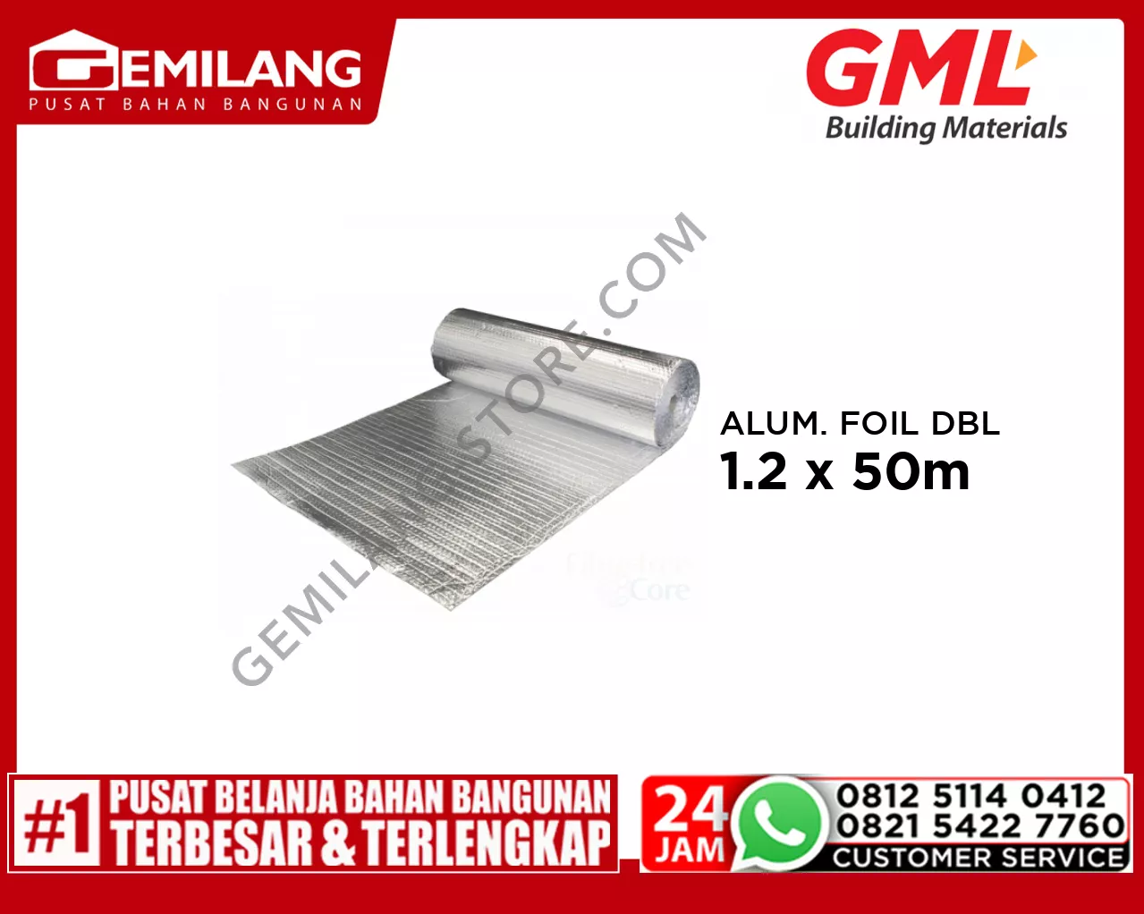 GML ALUMINIUM FOIL DOUBLE GLANGSING 1.2 x 50m /ROLL