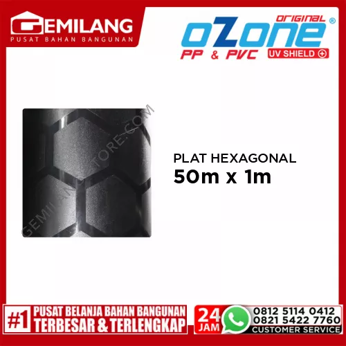 OZONE PLAT HEXAGONAL HITAM SOLID 50m x 1m x 0.8mm