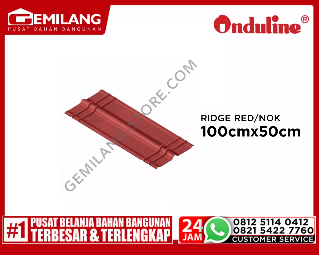 ONDULINE RIDGE RED/NOK 100cmx50cm