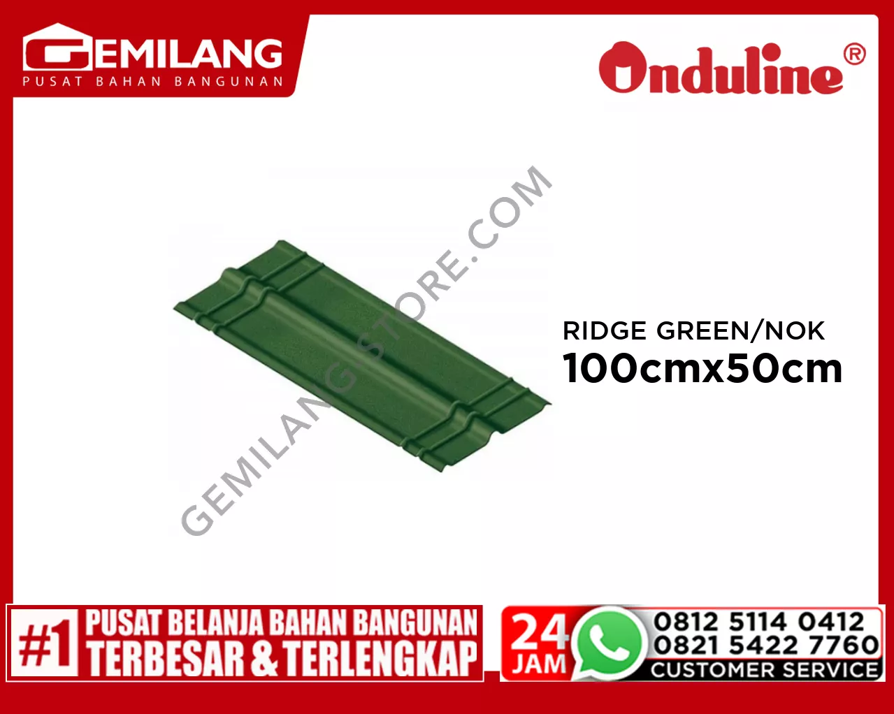 ONDULINE RIDGE GREEN/NOK 100cmx50cm