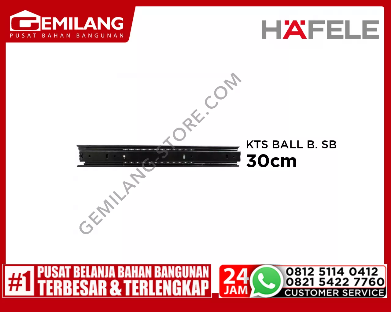 HAFELE KTS BALL BEARING SLIDE BLACK 30cm (42225310)
