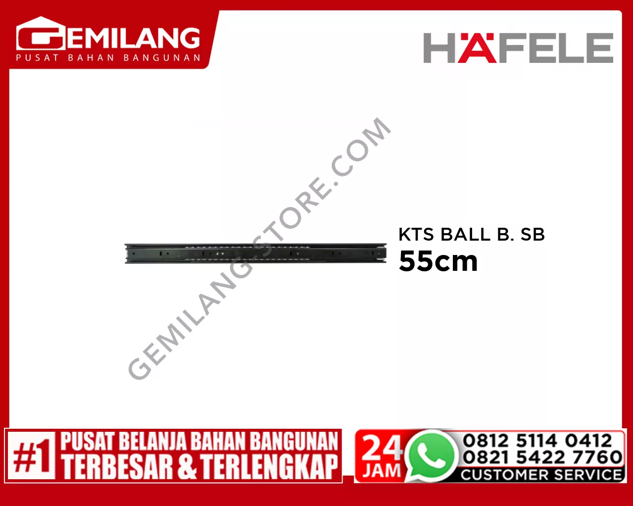 HAFELE KTS BALL BEARING SLIDE BLACK 55cm (42225561)